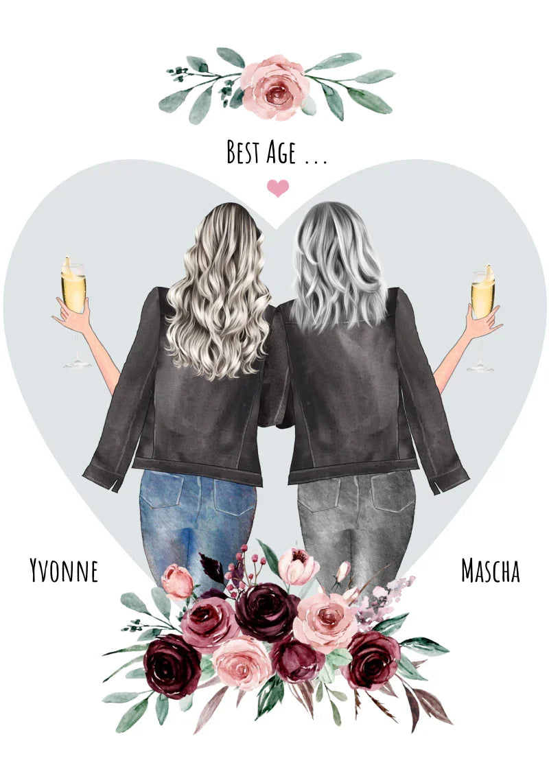 Personalisierte Geschenke -Geschenk Freundinnen, Geschenke Frauen, Geburtstagsgeschenk Frauen, Geschenk 2 beste Freundinnen-Geschenke Freundinnen Bilder, Freudin Poster mit Spruch - Geschenk Mama - Geburtstag Freundin