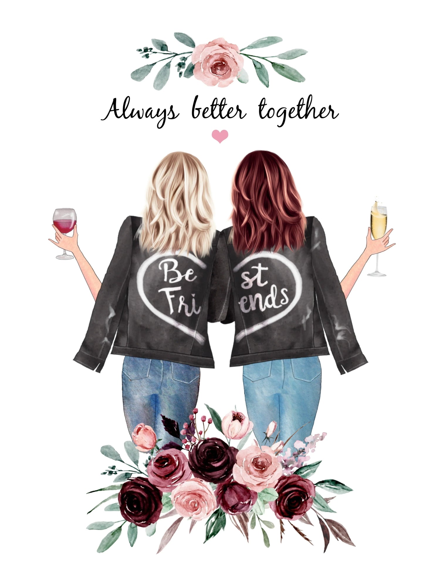 Geschenk Kollegin - Geburtstagswünsche, Personalisierte Geschenke -Geschenk Freundinnen, Geschenke Frauen, Geburtstagsgeschenk Frauen, Geschenk 2 beste Freundinnen-Geschenke Freundinnen Bilder, Freudin Poster mit Spruch - Geschenk Mama - Geburtstag