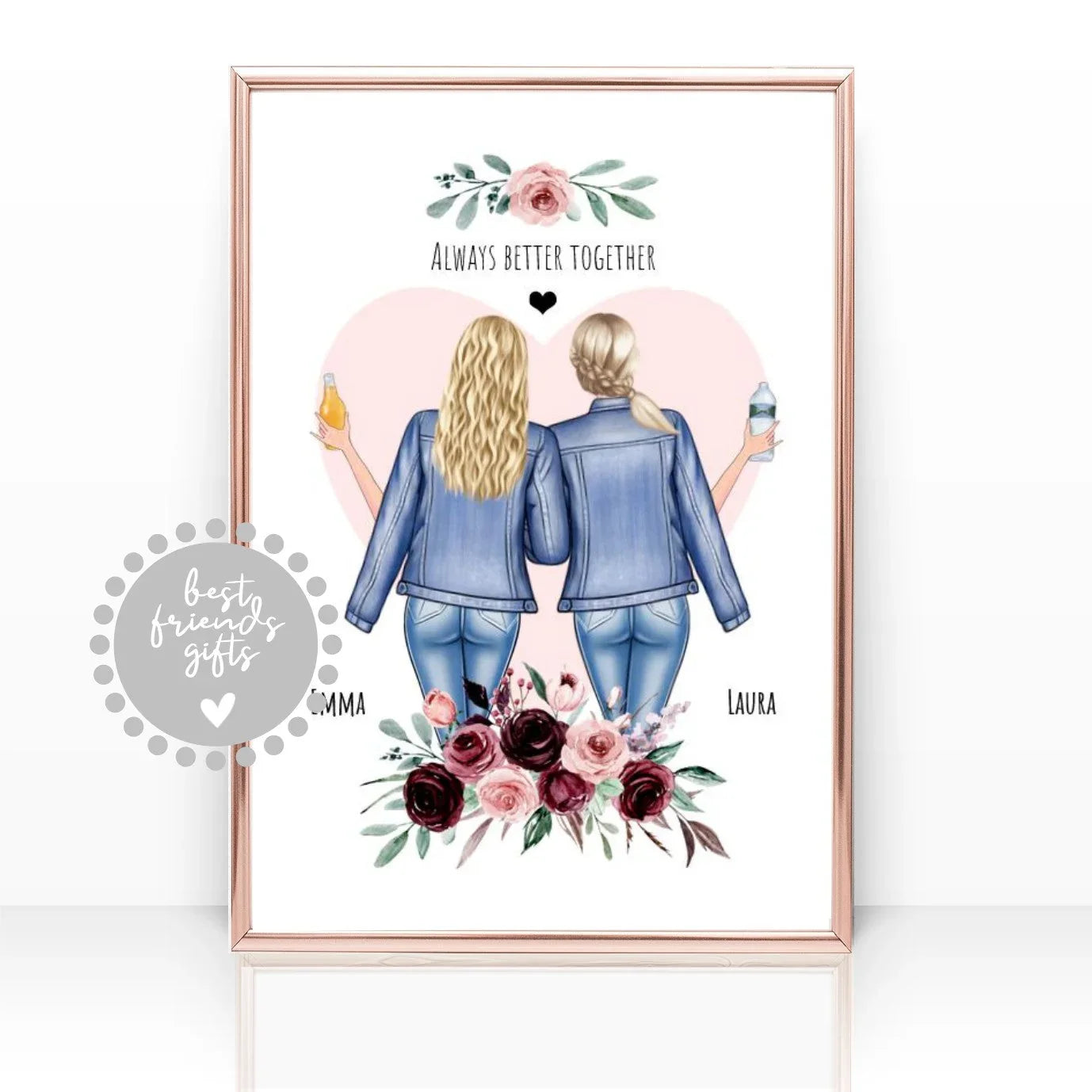 Personalisierte Geschenke -Geschenk Freundinnen, Geschenke Frauen, Geburtstagsgeschenk Frauen, Geschenk 2 beste Freundinnen-Geschenke Freundinnen Bilder, Freudin Poster mit Spruch - Geschenk Mama - Geburtstag Freundin