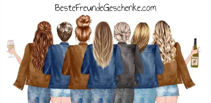 Geschenke für deine Freundinnen oder Mädelsgruppe, personalisierbar mit Kleidung, Frisur, Namen und Spruch. Jetzt entdecken.