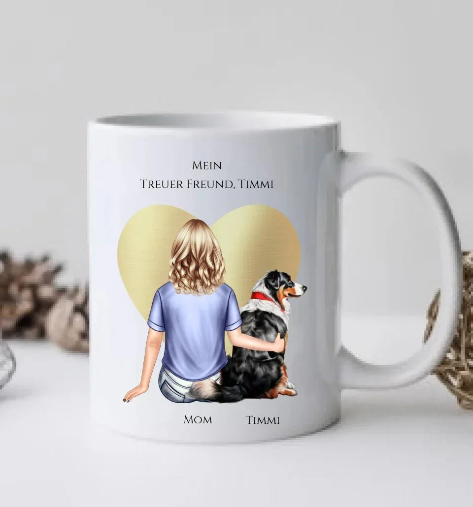 Geschenk Mädchen mit Hund, personalisierte Tasse Geburtstagsgeschenk, Weihnachtsgeschenk