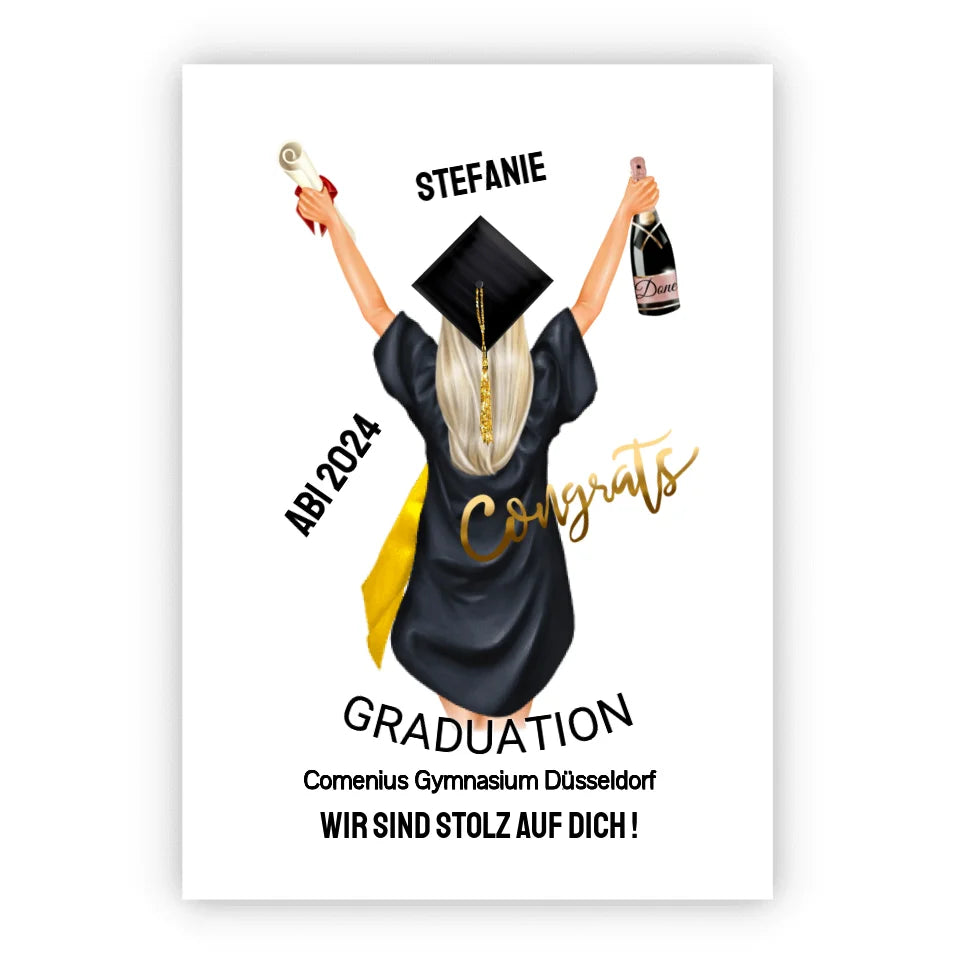 Geschenk zum Abitur personalisiert mit Namen, Datum und Abschluss.