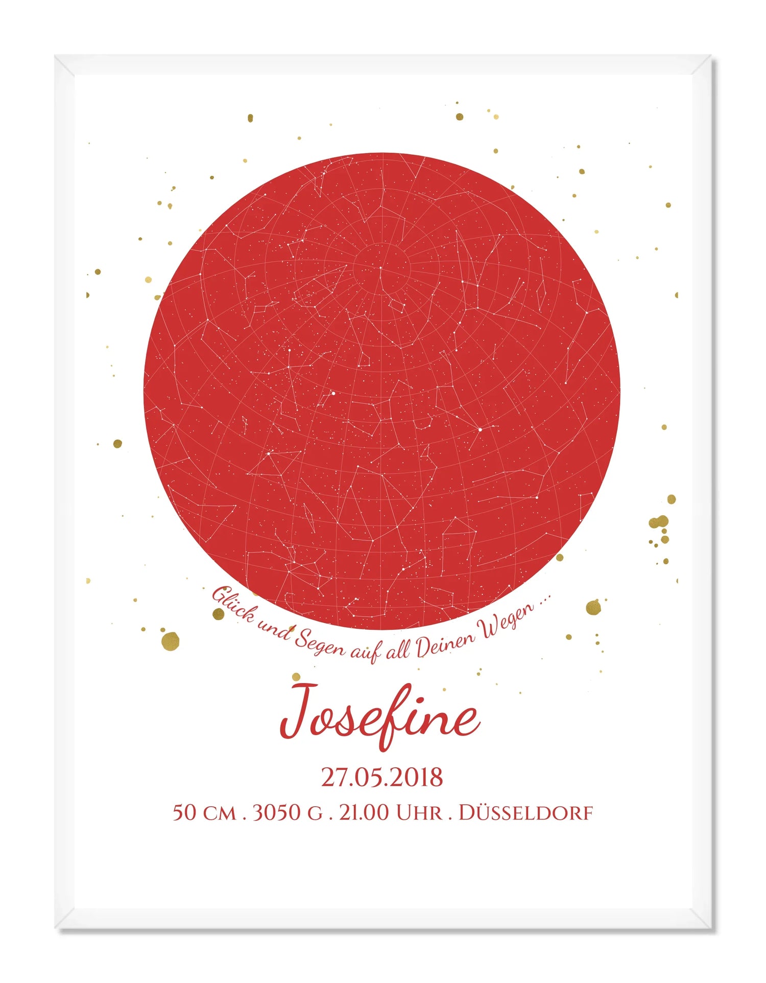 Sternkarte Geburtsgeschenk und Taufgeschenk mit Namen und Geburtdaten des neuen Erdenbürgers.