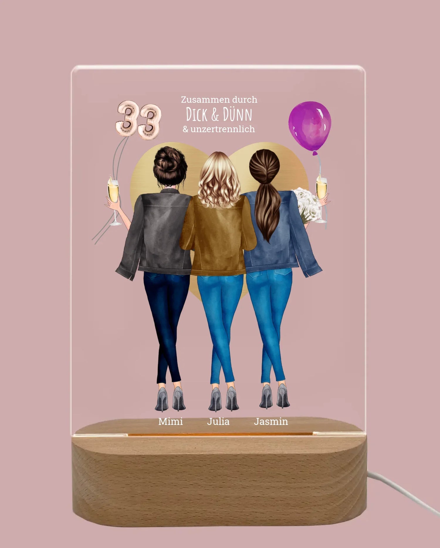 Deko-Licht mit 4 Freundinnen - Motive für ein schöne Stimmung - komplett personalisierbar