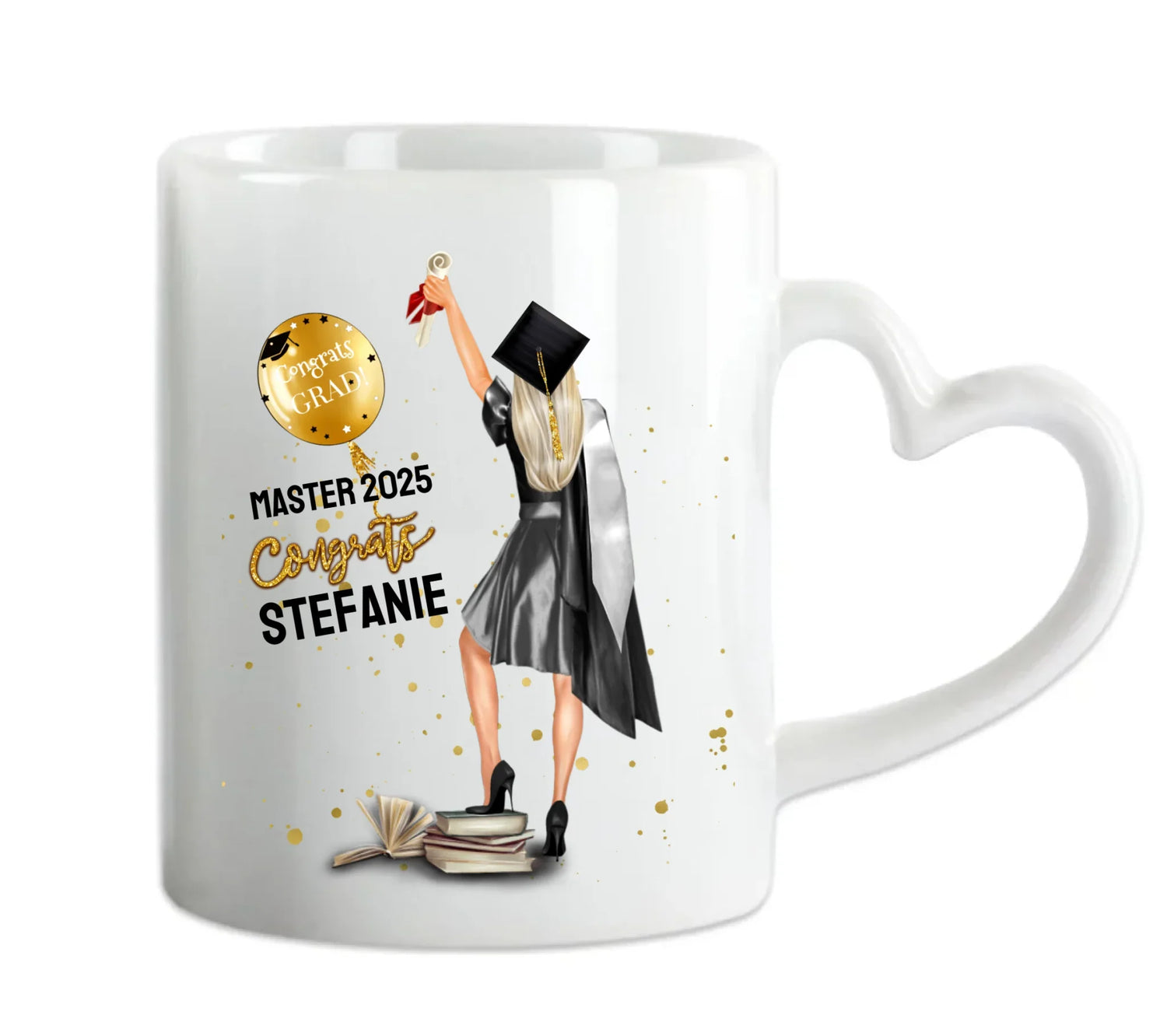 Geschenk zum Master Abschluss mit Namen, Datum und Abschluss gestalten mit Live-Vorschau.