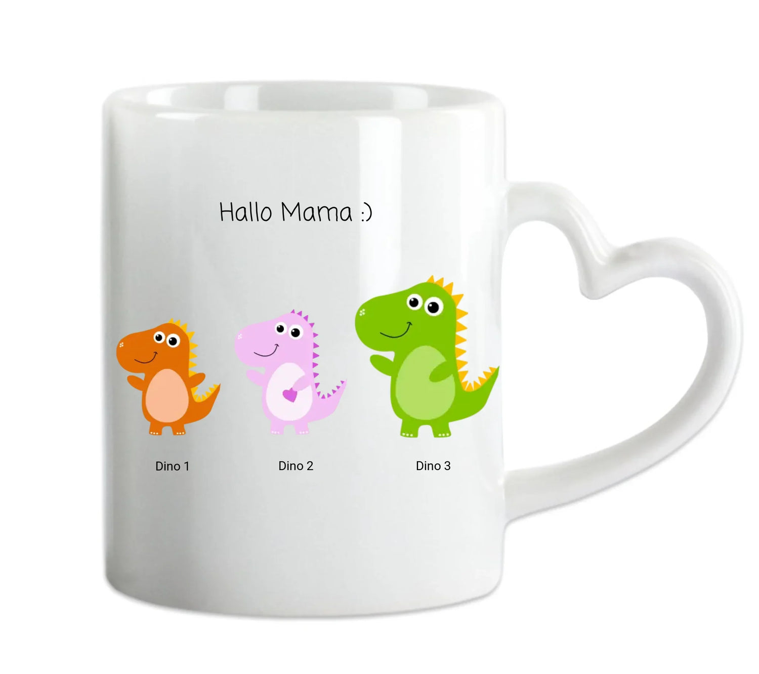 Personalisiertes Geschenk für Oma zum Geburtstag mit Dino-Kindern online gestalten. Für jedes Enkelkind steht ein kleiner Dino.