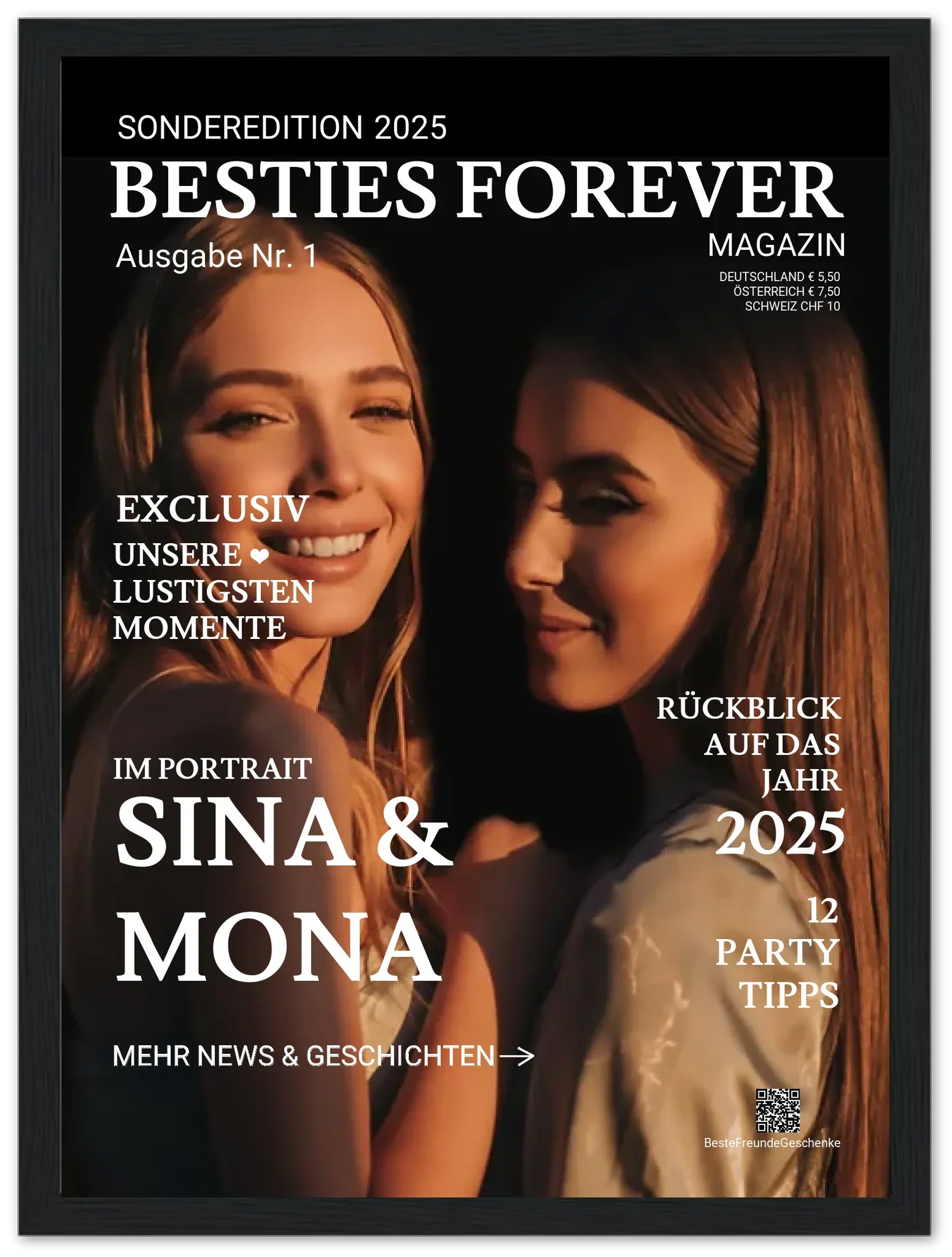 Personalisierte Geschenke -Geschenk Freundinnen, Geschenke Frauen, Geburtstagsgeschenk Frauen, Geschenk 2 beste Freundinnen-Geschenke Freundinnen Bilder, Freudin Poster mit Spruch - Geschenk Mama - Geburtstag Freundin