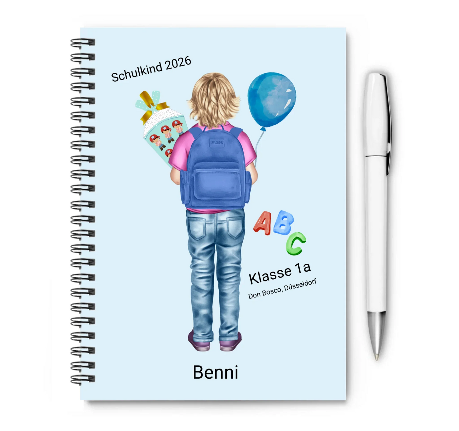 Einschulungsgeschenk mit Namen und Wunschtext für das Schulkind, für Mädchen und Jungs.