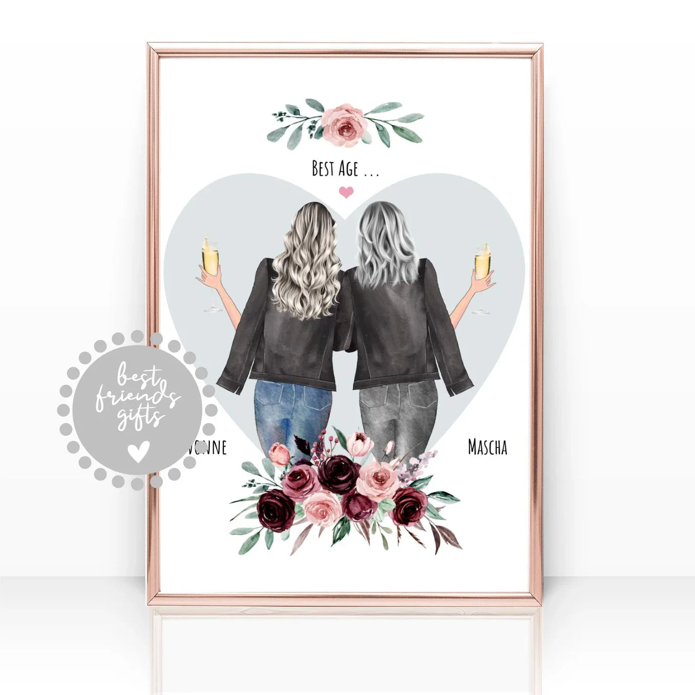 Oma Poster - Familienbild - Personalisierte Geschenke -Geschenk Mama-Geschenke Frauen, Geburtstagsgeschenk Frauen, Geschenk 2 beste Freundinnen-Geschenke Freundinnen Bilder, Mutter Poster mit Spruch