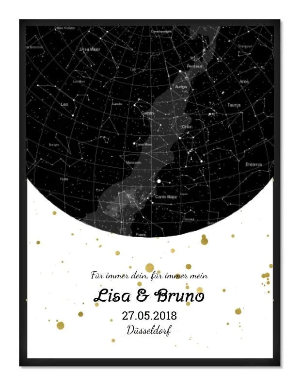 Poster Sternenhimmel, Sternenkarte, Nachthimmel mit Namen und Datum, Hochzeitsgeschenk, Geschenk Hochzeit