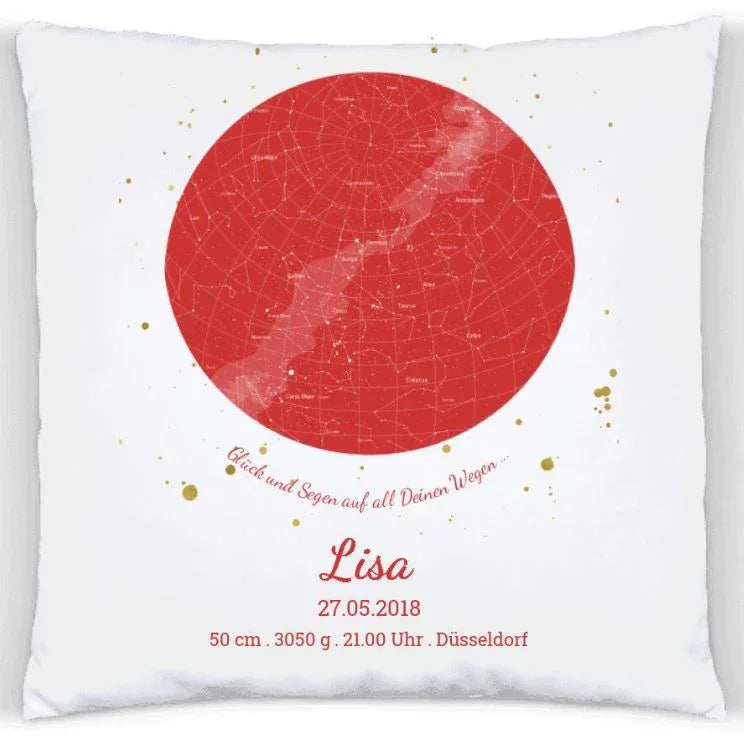 Geschenke für Babys zur Geburt und Taufe. Babykissen als Geburtsgeschenk, Taufgeschenk, Geschenk an neue Eltern, Sternenhimmel