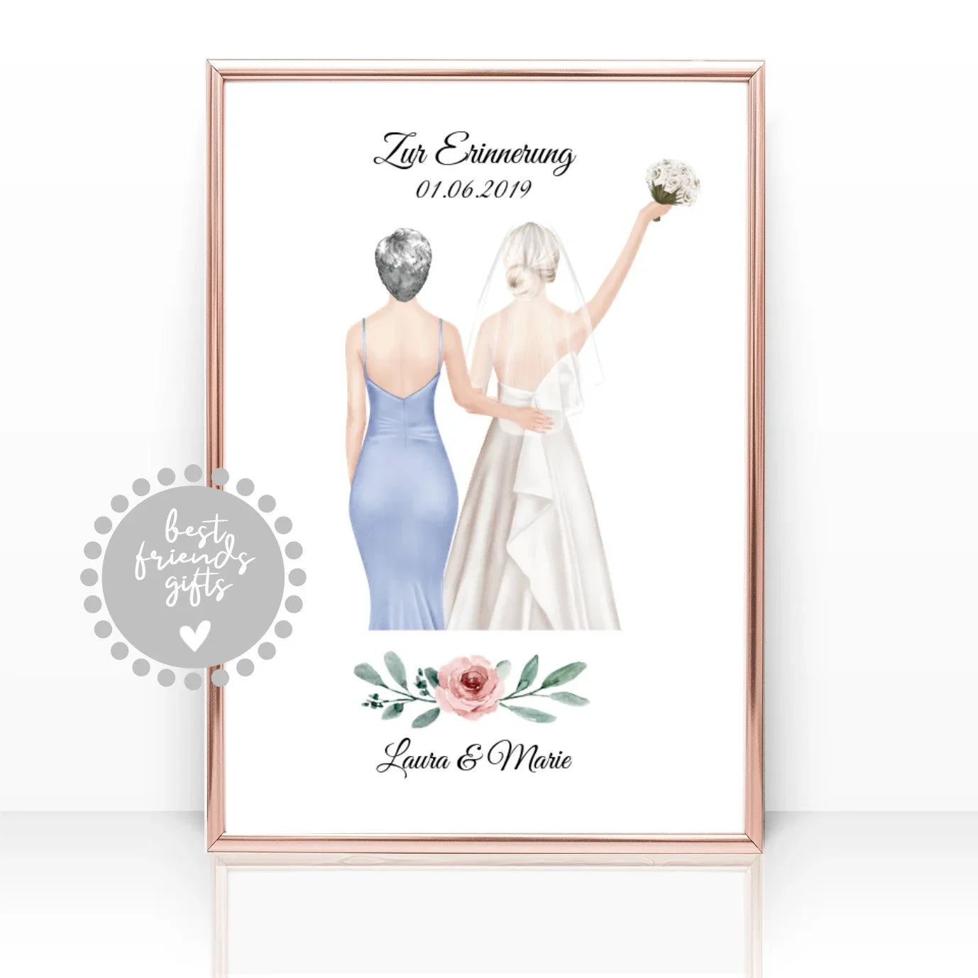 Hochzeitsgeschenke - Personalisierte Geschenke -Geschenk Braut - Geschenk Trauzeugin - Danksagung Trauzeuging - Danke beste Trauzeugin - Partnerschaftsgeschenk - Geburtstagsgeschenk Freundin - Geschenk Freund - Valentinsgeschenk 