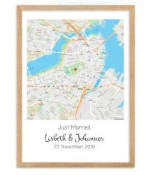 Personalisierte Geschenke mit Namen im Koordinaten & Stadtkarte Design gerahmt
