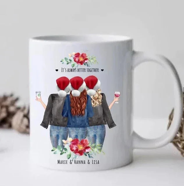 Weihnachtsgeschenk - Tassen personalisiert -Personalisierte Geschenke -Geschenk Freundinnen, Geschenke Frauen, Geburtstagsgeschenk Frauen, Geschenk 2 beste Freundinnen-Geschenke Freundinnen Bilder, Freudin Poster mit Spruch - Geschenk Mama