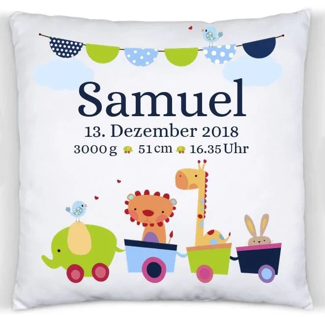 Geschenk zur Geburt und Taufe, Personalisierte Geburtsgeschenke & Taufgeschenke, Geschenk zur Geburt an die neuen Eltern. Babykissen / Geburtskissen mit Namen + Geburtdaten. 