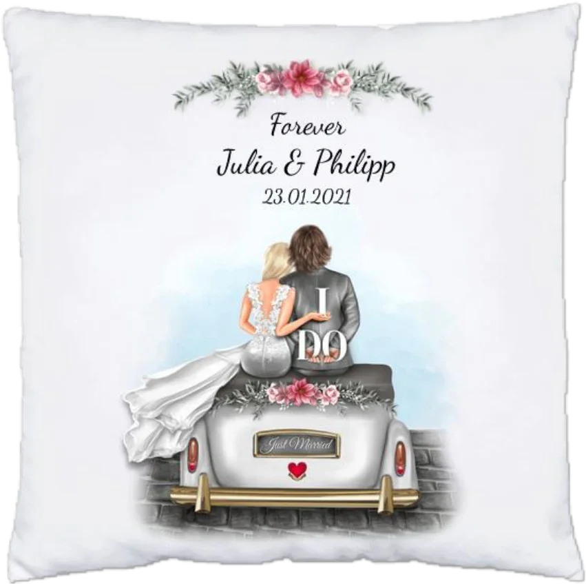 Hochzeitsgeschenke - Kissen Geschenk Hochzeit - Personalisierte Geschenke -Geschenk Braut - Geschenk Trauzeugin - Danksagung Trauzeuging - Danke beste Trauzeugin - Partnerschaftsgeschenk - Geburtstagsgeschenk Freundin - Geschenk Freund - Valentinsgeschenk