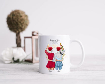 Weihnachtsgeschenk Freundin, Kaffeebecher für 2 beste Freundinnen, personalisierte Tasse Geschenk