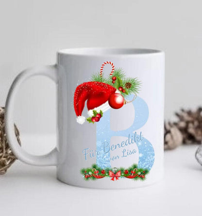 Personalisierte Tasse Weihnachten - Weihnachtstasse Monogramm- Nikolaustasse - Geschenk Freundin Tasse