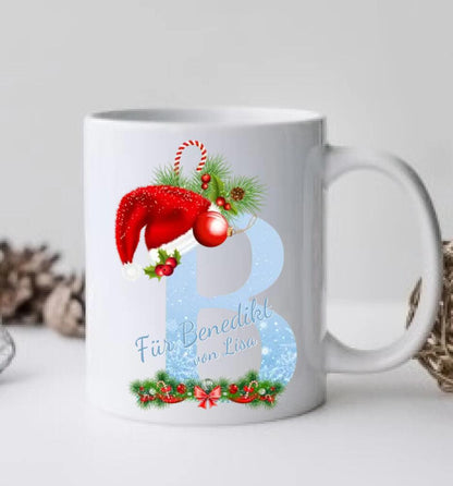 Personalisierte Tasse Weihnachten - Weihnachtstasse Monogramm- Nikolaustasse - Geschenk Freundin Tasse