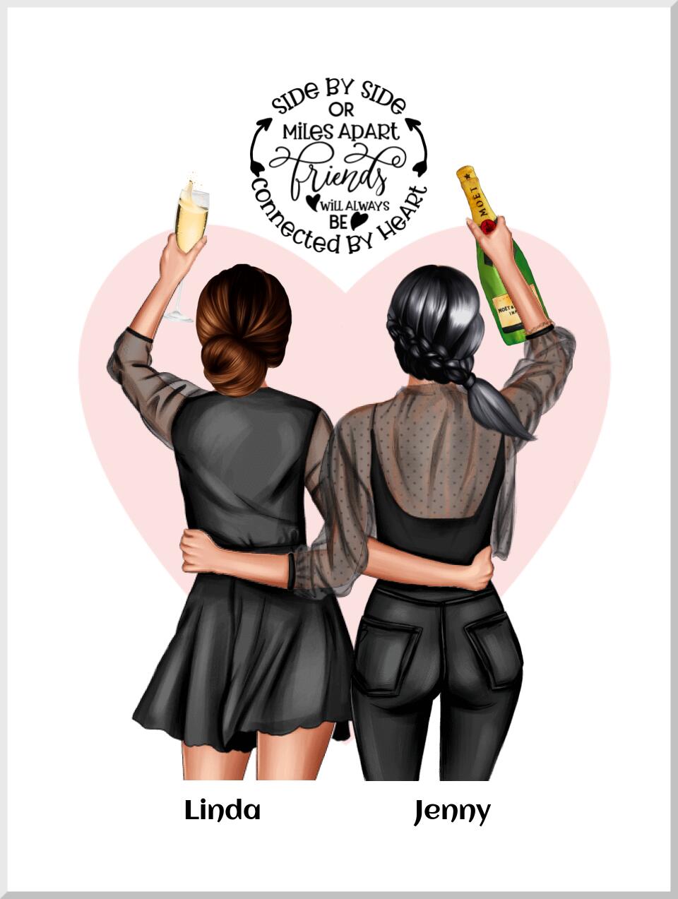 Best Friends -2 beste Freundinnen Poster personalisiertes Geschenk mit Spruch - Geburtstagsgeschenk Freundin Bild