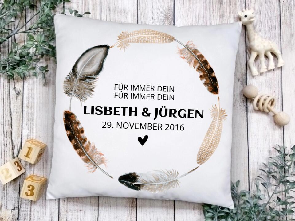 Hochzeitsgeschenk personalisiertes Kissen FÜR IMMER DEIN-FÜR IMMER MEIN-Geschenk zur Hochzeit,  Jahrestag, Valentin, Geburtstag
