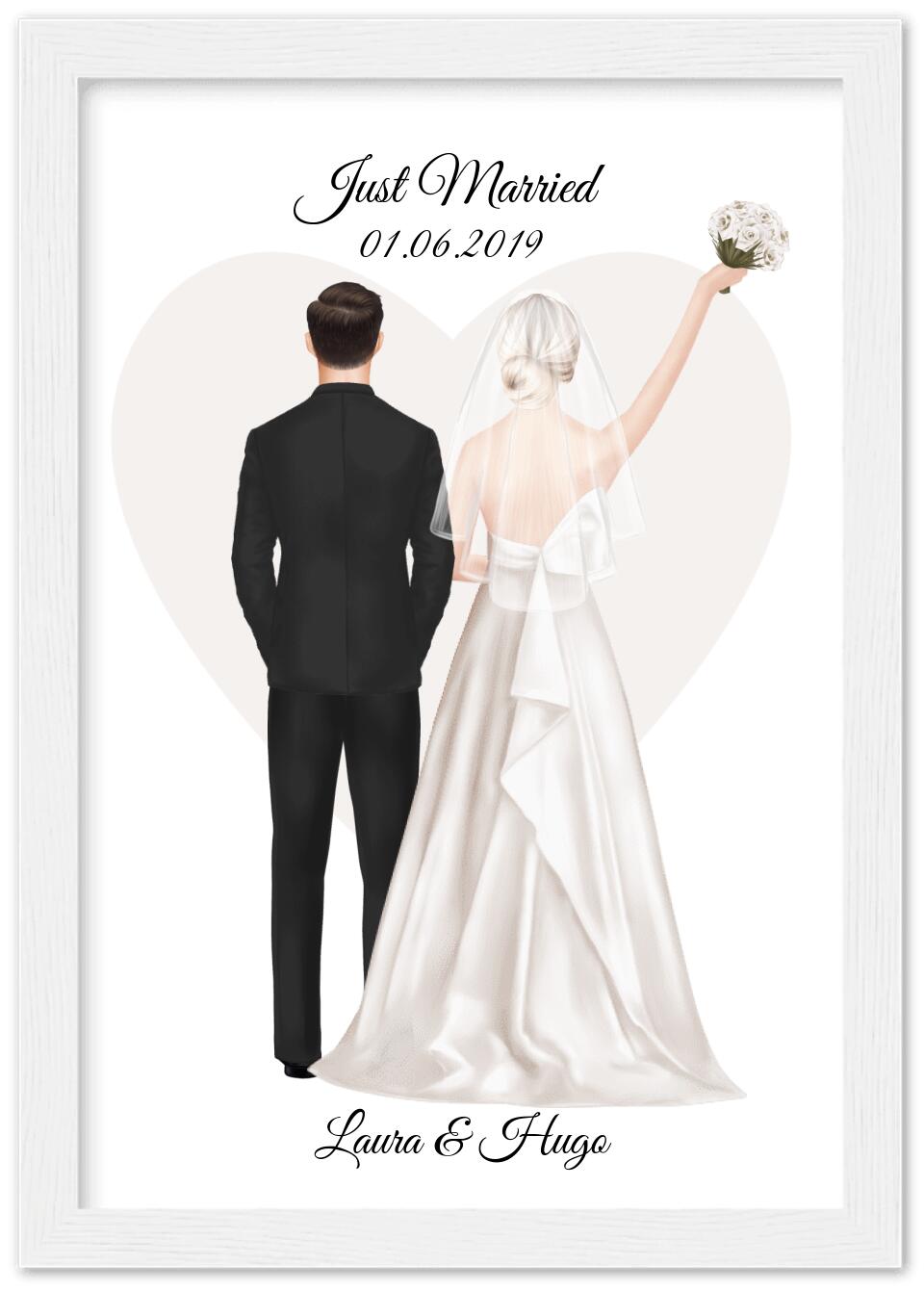 Personalisiertes Hochzeitsgeschenk - Hochzeitsbild mit Namen personalisiert - Geschenk zur Hochzeit - Hochzeitsgeschenkidee