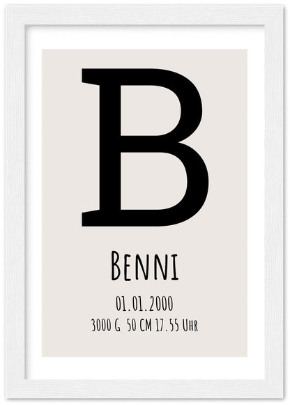 Monogramm Poster - Personalisiertes Geburtsposter - Name Datum  -Minimalistisch individuell Geschenk Namensposter