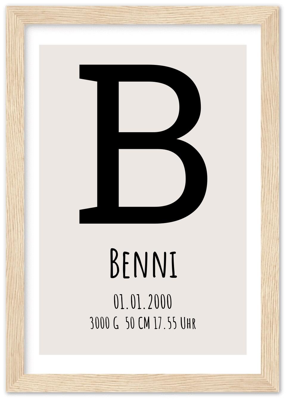 Monogramm Poster - Personalisiertes Geburtsposter - Name Datum  -Minimalistisch individuell Geschenk Namensposter