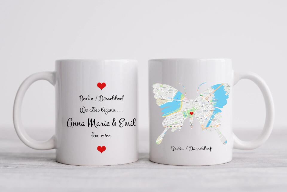 Wo alles begann, Personalisierte Tasse, Partner Geschenk - Geschenk Freund - Lebenspartner - Freundin - Hochzeitstag