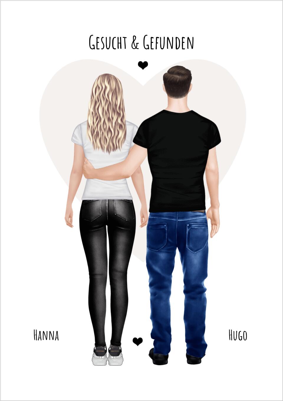 Gesucht & gefunden - personalisiertes Partner Geschenk für Paare, die Partnerin als Poster/Leinwanddruck