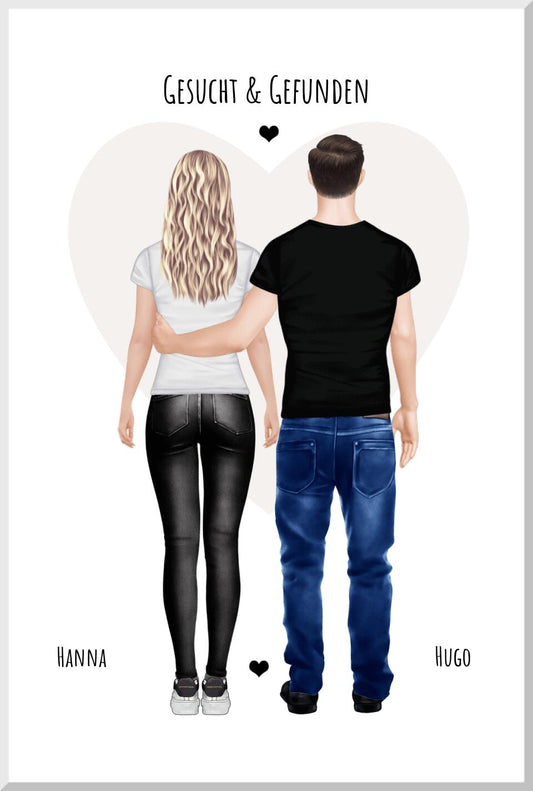 Gesucht & gefunden - personalisiertes Partner Geschenk für Paare, die Partnerin als Poster/Leinwanddruck Leinwanddruck Leinwandbild