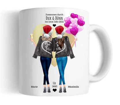 Durch DICK & DÜNN  2 Beste Freundinnen Geschenk Tasse, Personalisierte Tasse Freundin, Geschenk Schwester, Weihnachtsgeschenk