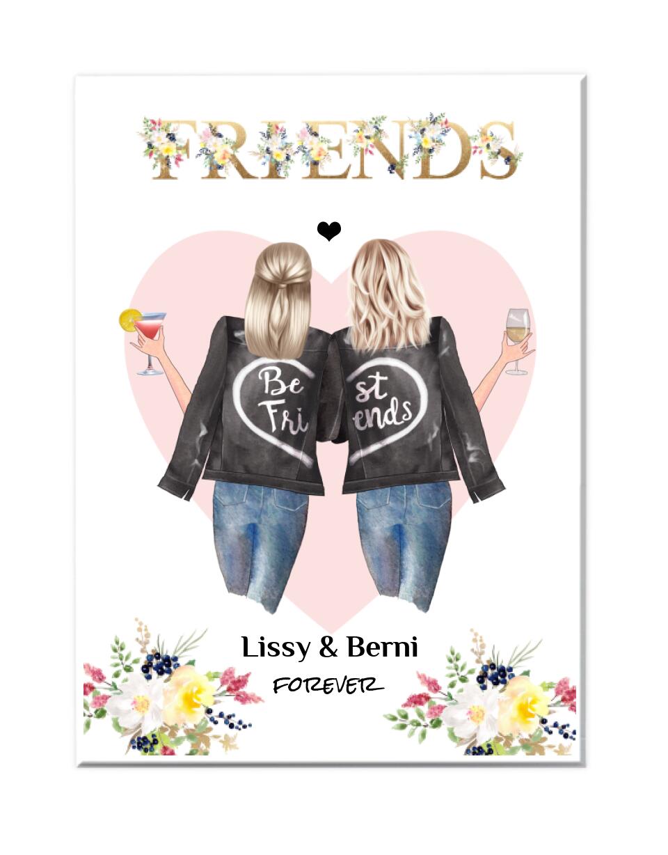 FRIENDS 2 Beste Freundinnen Poster Geschenk- Personalisiertes Bild Geburtstag - Geburtstagsgeschenk Schwester