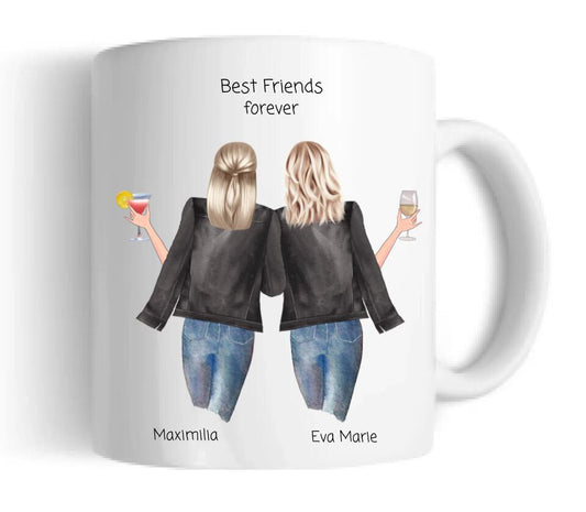 2 Beste Freundinnen Tasse personalisiert - Beste Freundin Geburtstagsgeschenk