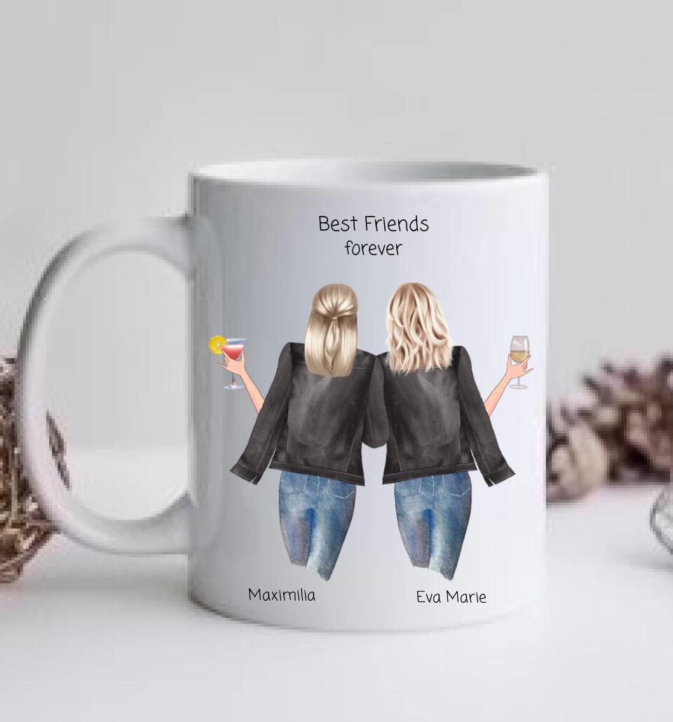 2 Beste Freundinnen Tasse personalisiert - Beste Freundin Geburtstagsgeschenk
