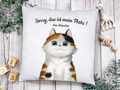 Sorry, mein Kissen, Couchkissen für Katzenliebhaber mti Katzenmotiv, Dekokissen Katze, Pet Kissen