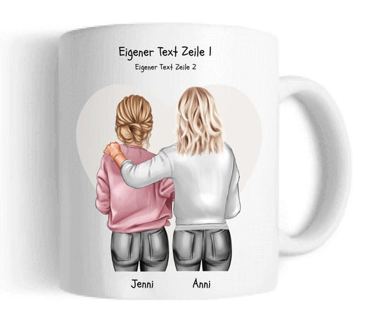 Personalisierte Tasse Geschenk für Schwester, Mutter & Tochter Bild-Kolleginnen Geschenk Schwester