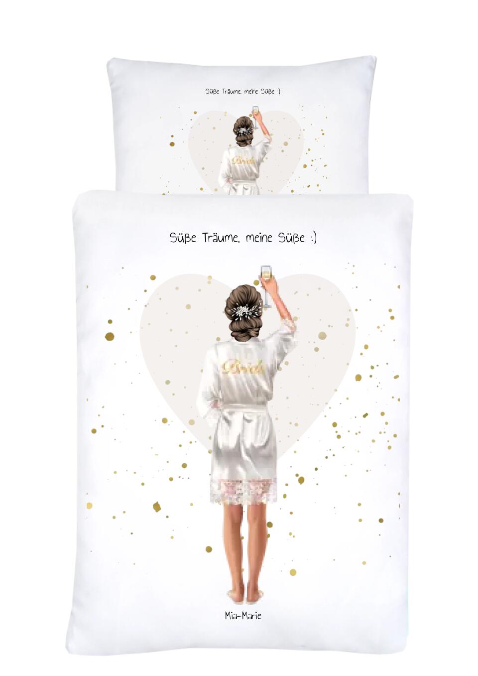 Personalisiertes Geschenk Bettbezug, Kopfkissen als Geburtstagsgeschenk für Mädchen Personalisierte Bettwäsche Default 200x140 80x80 Set