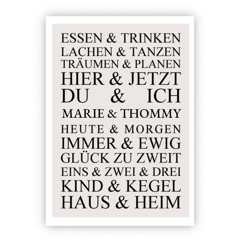 Zeitraum-Kunstdruck -Hochzeitsgeschenk personalisiertes Hochzeitsposter. Geschenk Hochzeit