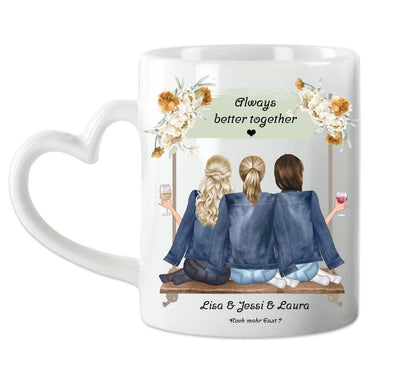 3 Beste Freundinnen Tasse personalisiert - Beste Freundin Geburtstagsgeschenk