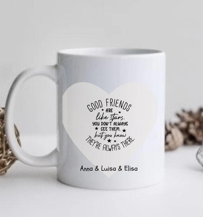 3 beste Freundinnen Tasse - personalisierte Tasse mit Spruch - Geschenkidee Freundin, Schwester, Kollegin, Weihnachtsgeschenk