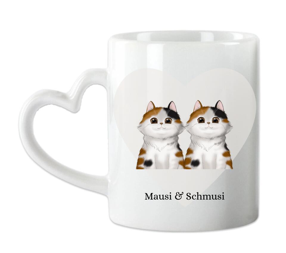 Katzenmama - Personalisierte Tasse - 2 Katzen Geschenk für Katzenliebhaber