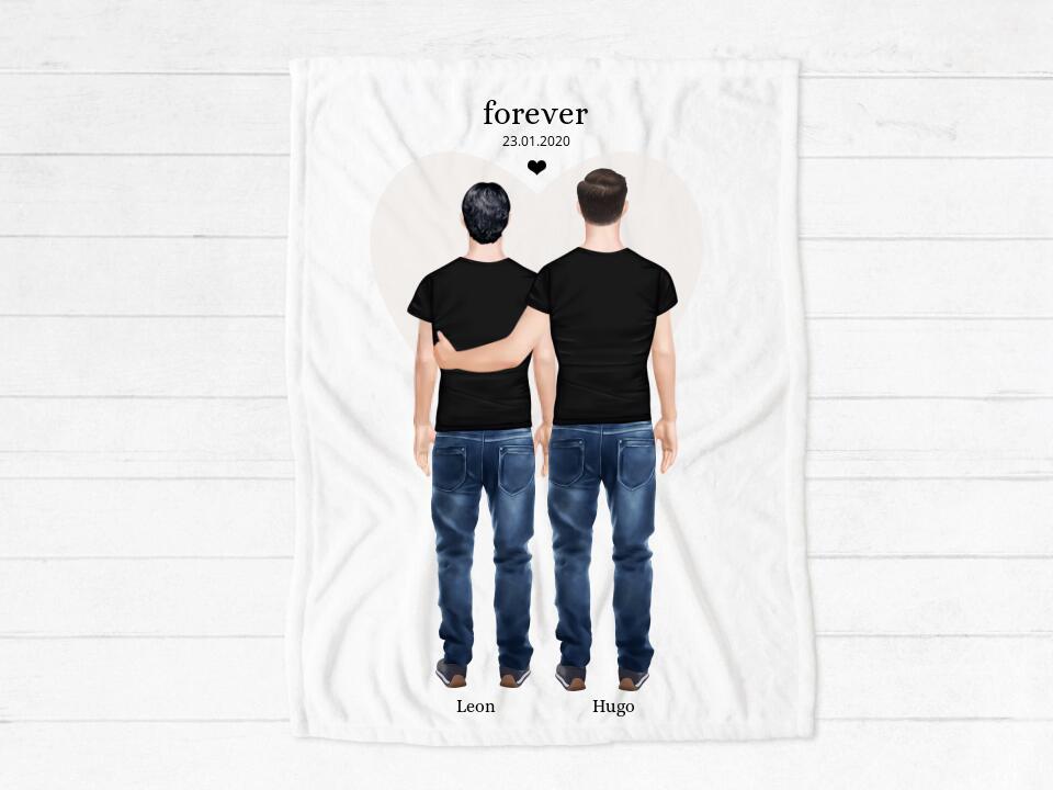 Beste Freunde Partnergeschenk personalisiert 2 Männer - kuschelige Fleece Premium - Freundschaft & Valentinstag Geschenk - Geburtstagsgeschenk & Weihnachtsgeschenk