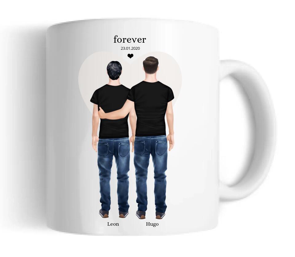 Beste Freunde Partnergeschenk Tasse personalisiert - 2 Männer Geburtstagsgeschenk, Valentinstag Geschenk, Weihnachtsgeschenk