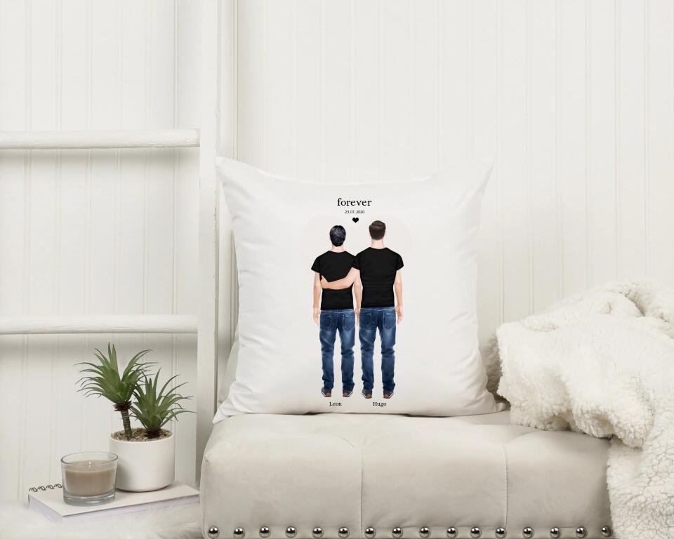 Beste Freunde Partnergeschenk personalisiert 2 Männer - kuscheliges Kissen - Freundschaft & Valentinstag Geschenk - Geburtstagsgeschenk & Weihnachtsgeschenk