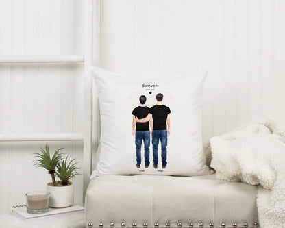 Beste Freunde Partnergeschenk personalisiert 2 Männer - kuscheliges Kissen - Freundschaft & Valentinstag Geschenk - Geburtstagsgeschenk & Weihnachtsgeschenk