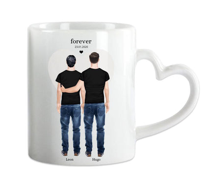 Beste Freunde Partnergeschenk Tasse personalisiert - 2 Männer Geburtstagsgeschenk, Valentinstag Geschenk, Weihnachtsgeschenk