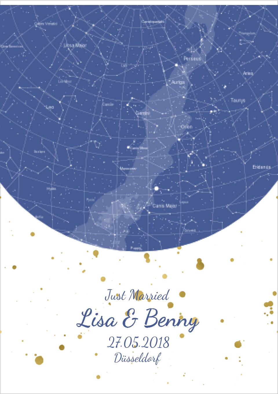 Hochzeitsgeschenk | Personalisierte Sternkarte |  Sternenhimmel Poster | Sternkarte Geschenk zur Hochzeit, zur Geburt, zur Taufe | Geschenk Brautpaar