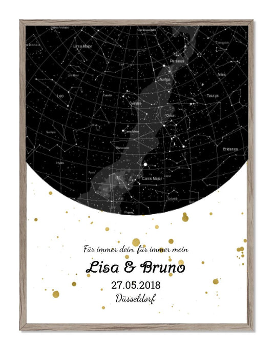 Hochzeitsgeschenk | Personalisierte Sternkarte | Sternenhimmel Poster | Sternkarte Geschenk zur Hochzeit, zur Geburt, zur Taufe | Geschenk Brautpaar Gerahmtes Poster Eichenflair Eichenflair