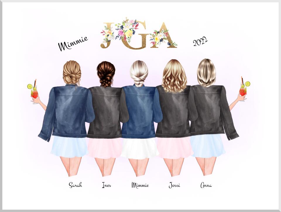 JGA - Brautjungfer & Trauzeugin Poster Geschenk  - Bild Geschenk Junggesellinnenabschied